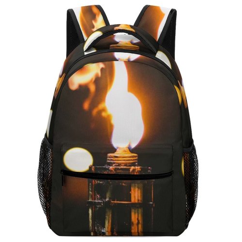 yanfind Children's Backpack Fire Bokeh Dark Torch Outdoors Flame Hot Lights Burning Preschool Nursery Travel Bag