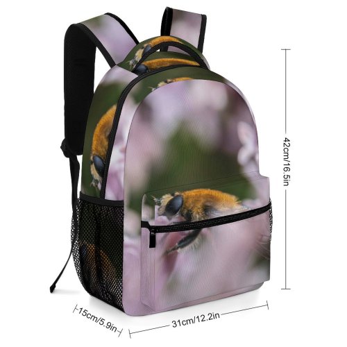 yanfind Children's Backpack Bumblebee Portrait  Soft Plant Wildlife Bee Spring Apidae Insect Preschool Nursery Travel Bag