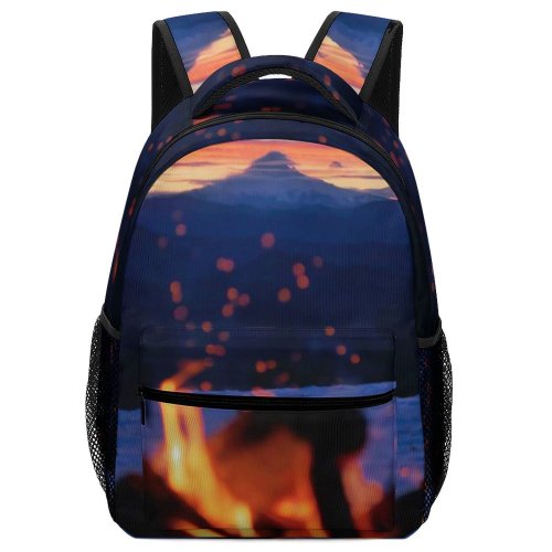 yanfind Children's Backpack Backlit Sunset Adventure Landscape Evening Travel Light Beach  Outdoors Scenic Flame Preschool Nursery Travel Bag