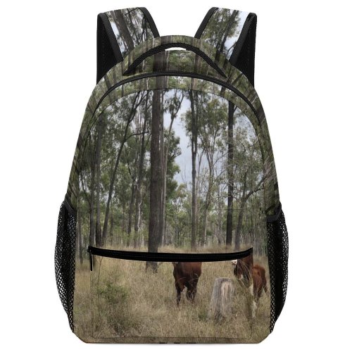 yanfind Children's Backpack Cattle Cow Field Outdoors Grassland Countryside Farm Rural Bull Pasture Meadow Ranch Preschool Nursery Travel Bag