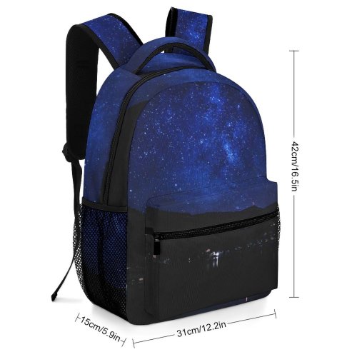 yanfind Children's Backpack Dark Coastline Landscape Evening Travel Light Outdoors Starry Lake Reflection Coastal Preschool Nursery Travel Bag