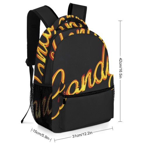 yanfind Children's Backpack Bomb Dynamite Weaponry Alphabet Light Word Trademark Letter Typography Night  Signage Preschool Nursery Travel Bag