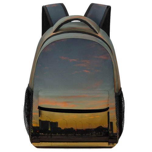 yanfind Children's Backpack Backlit Golden Street City Lights Airport Cityscape Clouds Sunset Landscape Evening Travel Preschool Nursery Travel Bag