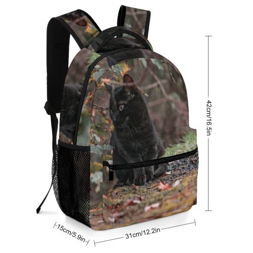 yanfind Children's Backpack Cat Pet Plant Manx Leaves Moustache Halloween Fall Autumn Blackcat Details Preschool Nursery Travel Bag