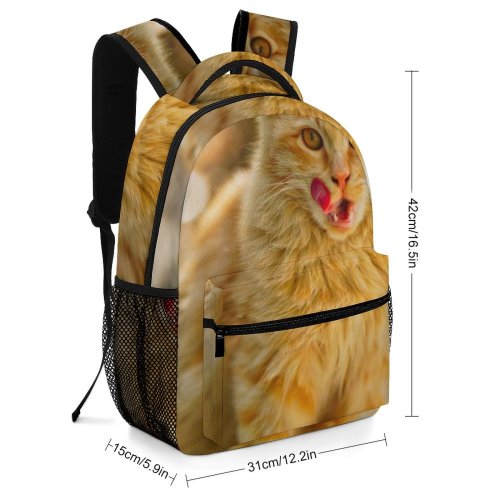 yanfind Children's Backpack Medium Cats Carnivore Pet Sized Outdoors Expression Felidae Kitten Portrait Whiskers Cute Preschool Nursery Travel Bag