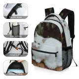yanfind Children's Backpack Funny Curiosity Outdoors Sit Cute Cat  Portrait Staring Kitten Pet Fur Preschool Nursery Travel Bag