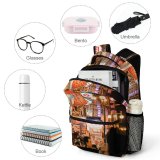 yanfind Children's Backpack Billboard Tourist Street Tourism City Lampposts Illuminated Lights Downtown Daylight Stock Crowd Preschool Nursery Travel Bag