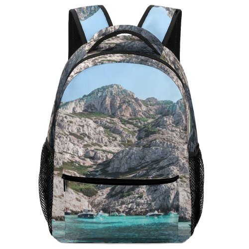 yanfind Children's Backpack Bay Landscape Daylight Travel Island Beach Turquoise Watercrafts Outdoors Scenic Seashore Tourists Preschool Nursery Travel Bag