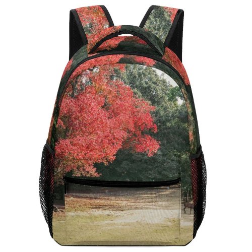 yanfind Children's Backpack Outdoors Landscape Scenery Scenic Maple Park Branch Tree Grass Road Guidance Wood Preschool Nursery Travel Bag