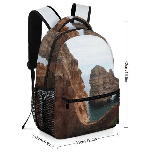 yanfind Children's Backpack Cliff Outdoors  Ocean Sea Algarve Portugal Valley Promontory Cave Coast Cove Preschool Nursery Travel Bag