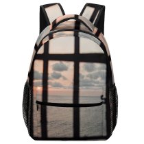yanfind Children's Backpack Backlit Darkness Silhouette Window Dark Ocean Sea  Beach Architecture Sunset Preschool Nursery Travel Bag