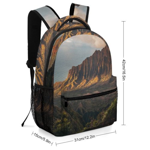 yanfind Children's Backpack  Sunset Daylight Beach Kauai United Trail Kalalau Mist Clouds Hawaii Dawn Preschool Nursery Travel Bag