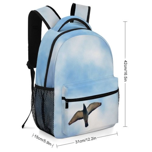yanfind Children's Backpack Pigeons Pigeon Flying Fly Birds Bird Isolated Homing Sky Clouds Grey Preschool Nursery Travel Bag