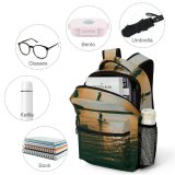 yanfind Children's Backpack Boats Calming Paddle Serene Golden Afterglow Scenery Clouds Sunset Cloudiness Paddling Ripples Preschool Nursery Travel Bag