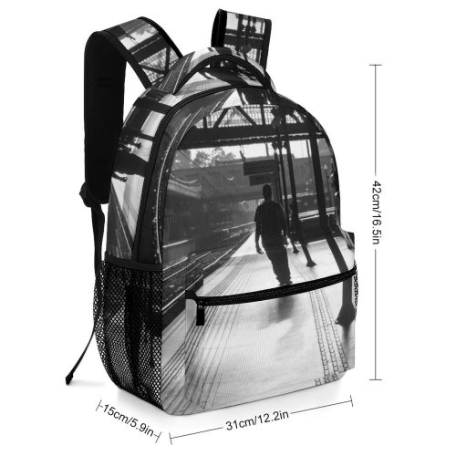 yanfind Children's Backpack  Rail Photo Silhouettes Street Railways City Railroad Daytime  Buildings Preschool Nursery Travel Bag