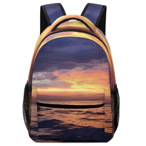 yanfind Children's Backpack Backlit Golden Clouds Sunset Landscape Evening Light Beach Scenic Hour Sundown Horizon Preschool Nursery Travel Bag