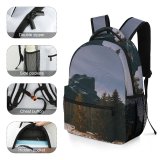 yanfind Children's Backpack Abies National Plant Forest Pictures Winter Canadian Outdoors Stock Grey Snow Preschool Nursery Travel Bag