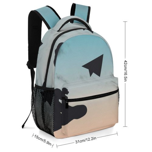 yanfind Children's Backpack Backlit Airplane Clouds Sunset Plane Evening Travel Light  Outdoors Flying Creative Preschool Nursery Travel Bag