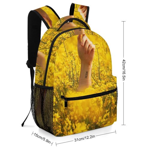 yanfind Children's Backpack Farm Plantation Rural Flowers Hands Landscape Daylight Drowning Field Rapeseed Oilseed Preschool Nursery Travel Bag