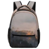 yanfind Children's Backpack Fog Mist Outdoors Golden Sunrise Spain  Buildings Cloud Grey Stock Preschool Nursery Travel Bag