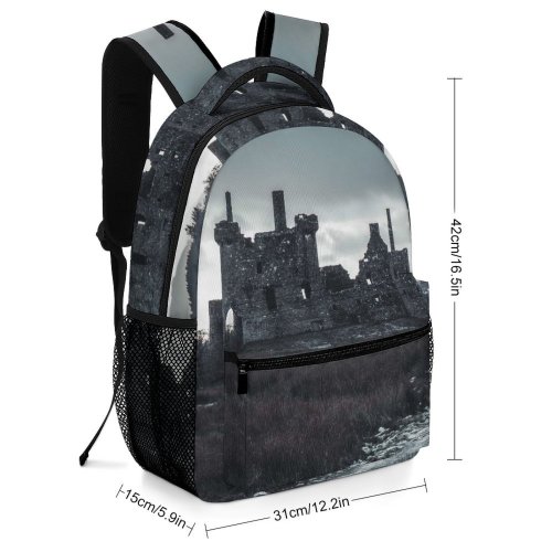 yanfind Children's Backpack Dark Historical Clouds Grass Landscape Travel Storm Historic Overcast Historically Old Building Preschool Nursery Travel Bag