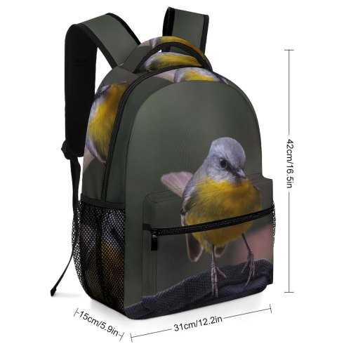yanfind Children's Backpack Birds Canary Lakes Entrance Australia Wild Bird Twig Perch Beak Feather Leg Preschool Nursery Travel Bag