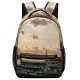 yanfind Children's Backpack Boats City Port Sunset Evening Pier Travel Marina Ferry Cruise Watercrafts Dock Preschool Nursery Travel Bag