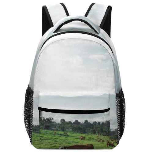 yanfind Children's Backpack Cattle Cow Field Grassland Outdoors Countryside Farm Rural Grazing Meadow Pasture Ranch Preschool Nursery Travel Bag