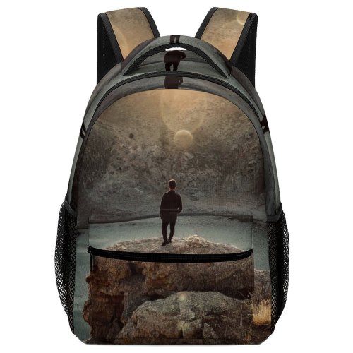 yanfind Children's Backpack Backlit Rocky Bokek Scenery Sunset Adventure Landscape Travel Waterfall Beach  River Preschool Nursery Travel Bag