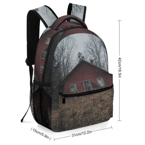 yanfind Children's Backpack Building Housing Outdoors Countryside Cabin Rural Hut Twain National Forest Birch Tree Preschool Nursery Travel Bag
