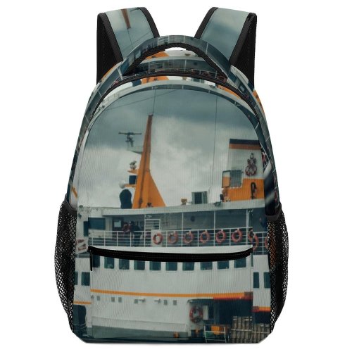 yanfind Children's Backpack Bay Navigate Ripple Aqua Port Window Marine Transport Daytime Travel Storm Ferry Preschool Nursery Travel Bag