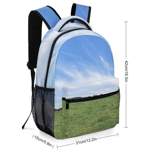 yanfind Children's Backpack Field Grassland Outdoors Countryside Cattle Cow Farm Rural Pasture Meadow Grass Étretat Preschool Nursery Travel Bag