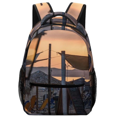 yanfind Children's Backpack Golden Coast Sand Lamp Scenery Clouds Sunset Landscape Light Beach Scenic Preschool Nursery Travel Bag