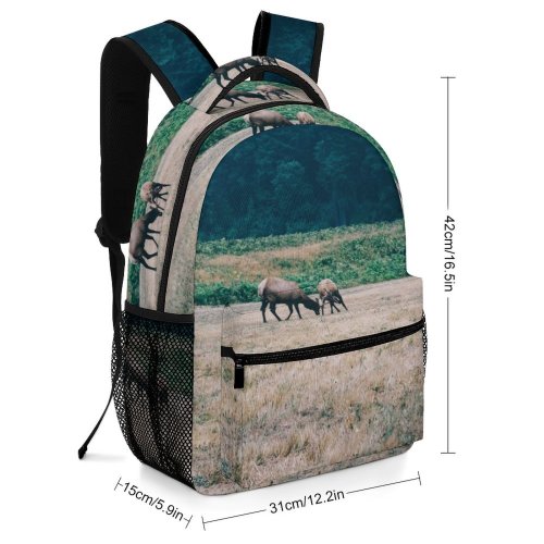 yanfind Children's Backpack Field Grassland Outdoors Countryside Farm Rural Horse Pasture Meadow Ranch Grazing Elephant Preschool Nursery Travel Bag