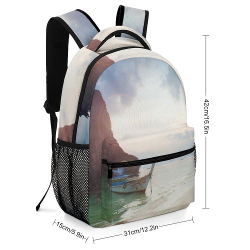 yanfind Children's Backpack Beautiful Sand Sunlight Formation Landscape Travel Island Beach  Tropical Boat Scenic Preschool Nursery Travel Bag
