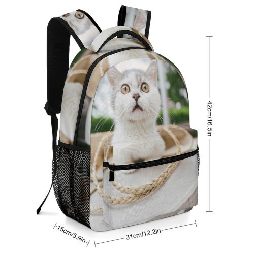 yanfind Children's Backpack Funny Curiosity Outdoors Sit Cute Little Street  Portrait Kitten Flower Pet Preschool Nursery Travel Bag