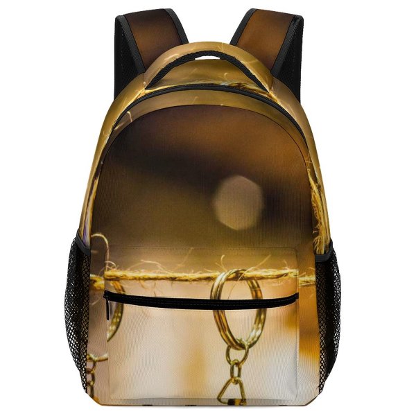 yanfind Children's Backpack  Bokeh Keychain Metal String Hanging Wooden Lights  Display Couple Gold Preschool Nursery Travel Bag