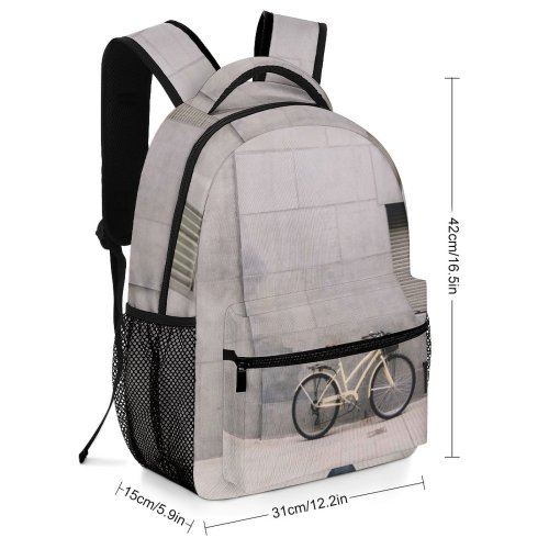 yanfind Children's Backpack Bici Bike Lifestyle Sidewalk Street City  Downtown Parked Nobody Pastels Daylight Preschool Nursery Travel Bag