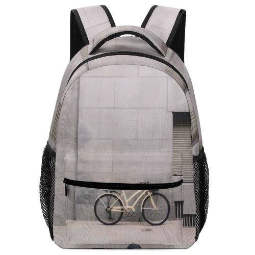 yanfind Children's Backpack Bici Bike Lifestyle Sidewalk Street City  Downtown Parked Nobody Pastels Daylight Preschool Nursery Travel Bag