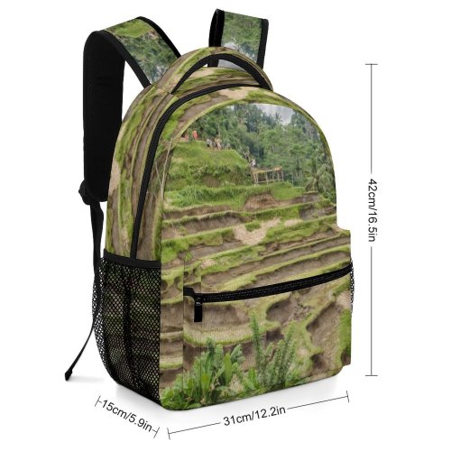 yanfind Children's Backpack Field Grassland Outdoors Countryside Paddy Bali Plant Vegetation Rice Paradise Adventure Fields Preschool Nursery Travel Bag