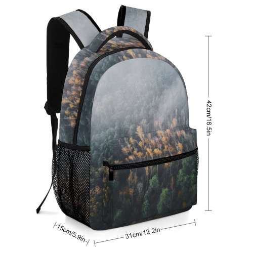yanfind Children's Backpack Fog Outdoors Poland Scenery Plant Tree Landscape Abies Fir Mist Conifer Art Preschool Nursery Travel Bag
