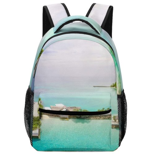 yanfind Children's Backpack Backlit   Vacation Scenery Affection Leisure Light Polynesia Luxury Waters Outdoors Preschool Nursery Travel Bag