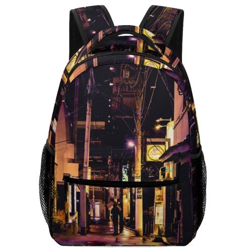 yanfind Children's Backpack Evening Street City Dark Light Buildings Tokyo Japan Preschool Nursery Travel Bag