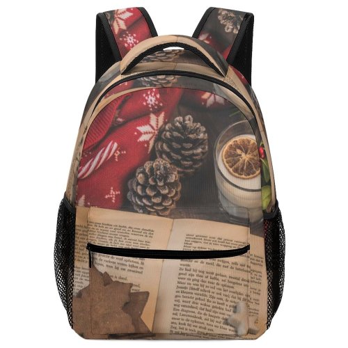 yanfind Children's Backpack Advent  Season Milk Cane December  Ornaments Pinecones Cinnamon Present Candy Preschool Nursery Travel Bag