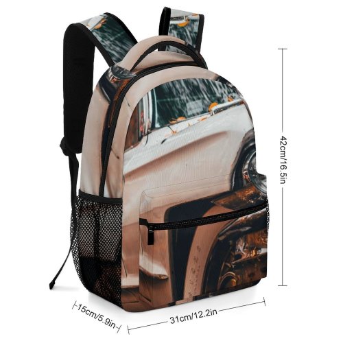 yanfind Children's Backpack Autumn Retro Vehicle Transportation Headlight Classic System Vintage Car  Fall Leaves Preschool Nursery Travel Bag