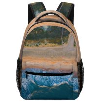 yanfind Children's Backpack Drone Topdown Beach Grass Sunlight Snow Free Ocean Basin  Shore Preschool Nursery Travel Bag