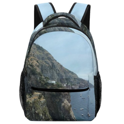 yanfind Children's Backpack Cliff Outdoors Amalfi Italy Ocean Coast Promontory Seaside Buildings Coastal Town Boat Preschool Nursery Travel Bag