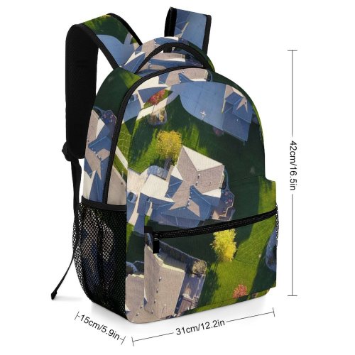 yanfind Children's Backpack Estate Mockup Home Roofs Top Grass Landscape Yard Buildings Real Outdoors Preschool Nursery Travel Bag