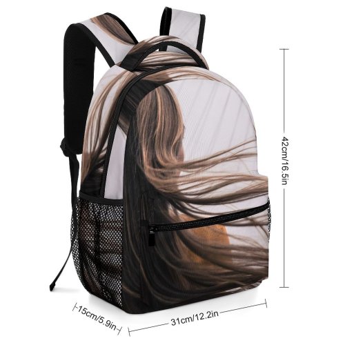 yanfind Children's Backpack  Girl Beautiful Photoshoot Daylight  Hairstyle Hairdo Fashion Portrait Wave Windy Preschool Nursery Travel Bag