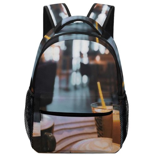 yanfind Children's Backpack Focus Delicious Cafeteria Design Straw Lights Caffeine Cup Table Wooden Restaurant Cups Preschool Nursery Travel Bag
